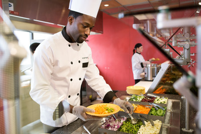 Aramark who serves millions of college consumers every day on 500 campuses across the U.S. and Canada, has transformed campus dining with action cooking stations offering made-to-order, customizable options, popular franchise brands and healthy, quick grab 'n go.