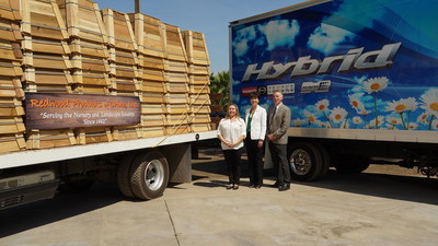 Photo L to R: Marcie Rodriguez of Redwood Products Inc., California State Senator Connie M. Leyva, and Bill Van Amburg, senior vice president of CALSTART at event marking the award of the 2,000th clean heavy-duty vehicle voucher incentive.
