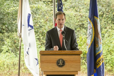 Georgia Power Chairman, President and CEO Paul Bowers notes the importance of the new 30 megawatt solar facility at Naval Submarine Base (SUBASE) Kings Bay as part of the company's commitment to delivering clean, reliable and affordable energy for customers. The start of the project was marked with a special event on Sept. 10, 2015 at the base near St. Marys, Georgia.