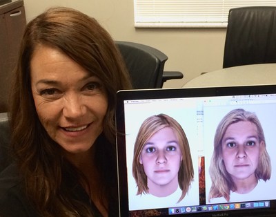 "Cold Justice" host Yolanda McClary with her Snapshot prediction at age 25 (left) and age 49 (right).