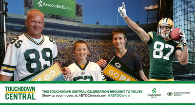 Packers fans celebrate their touchdown with Jordy Nelson in Associated Bank's Touchdown Central sweepstakes.