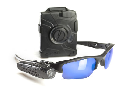 TASER International's Axon Flex(TM) body-worn camera on Oakley(R) Flak Jacket Glasses. Photo courtesy of TASER, Scottsdale, AZ, USA.