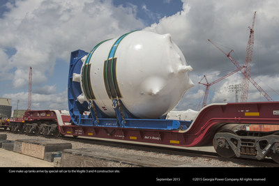 Two core make-up tanks, each weighing 149 tons, for Unit 4 at the nuclear expansion site are the latest international shipments to arrive through the Port of Savannah. Since May 2014, the Port of Savannah has processed more than 24,800 tons of equipment and components for the project.