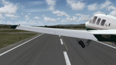 Pilot takes off in a Beechcraft A36 Bonanza in Prepar3D version 3.