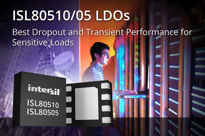 Intersil's new ISL80510 and ISL80505 LDO regulators deliver clean output voltage to CPUs, DSPs and MCUs.