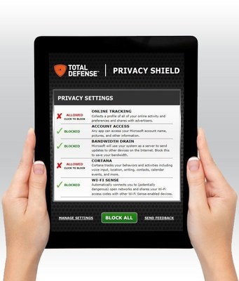 Total Defense Privacy Shield screenshot.