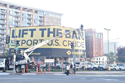 Here's a behind the scenes shot of the Canary export ban wallscape at NY Avenue and 6th St Washington D.C.
