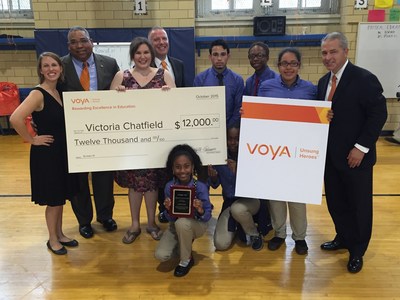 Voya Unsung Heroes 2nd place prize awarded to faculty and students at Williamsburg Collegiate Charter School in Brooklyn, New York.