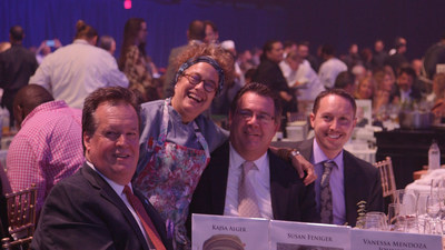 Participating sponsors like the Jenn-Air brand helped raise 1.25 million for Autism Speaks at a recent chef gala held in Los Angeles last week.  Pictured at the Jenn-Air table from left to right:  Brian Maynard, Marketing Director for Jenn-Air; Chef Susan Feniger, owner of Mud Hen Tavern and co/owner of the Border Grill.; Al Allard and Eric Joachim, Ferguson.