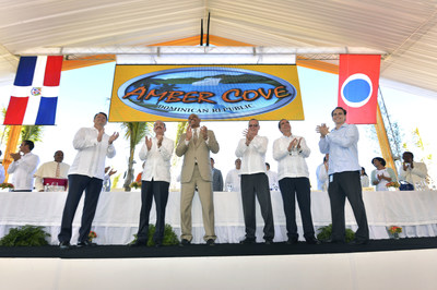 In a ceremony held this morning, Carnival Corporation CEO Arnold Donald and Danilo Medina, president of the Dominican Republic, and a large crowd celebrated the official opening of the company's new cruise port at Amber Cove -- a gateway to the northern coast of the Dominican. Joining Donald (center) and President Medina (second from left) are Jeffery Rannik (B&R Group), Giora Israel (Carnival Corporation), Francisco Javier Garcia (Dominican Republic) and David Candib (Carnival Corporation).