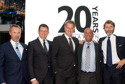 From left to right: Stefan Brungs; Member of the Board of Management of Bugatti Automobiles S.A.S., Sales, Marketing, Customer Service and Brand Lifestyle; Kevin Rose; Board Member for Sales, Marketing and Aftersales, Bentley Motors Ltd.; Detlev von Platen; Porsche Executive Member of the Board, Sales and Marketing; Brian Miller, Manhattan Motorcars Owner and Dealer Principal; Stefan Winkelmann; President and CEO, Automobili Lamborghini SpA