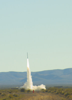 Successful launch of UP Aerospace SL-10 payload rocket. Courtesy of Spaceport America