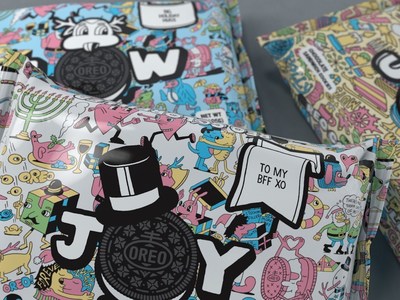 Available at shop.oreo.com OREO Colorfilled packs feature exclusive, illustrated designs from graphic artists Jeremyville and Timothy Goodman, to which consumers can also add some holiday flair and a custom gift tag.