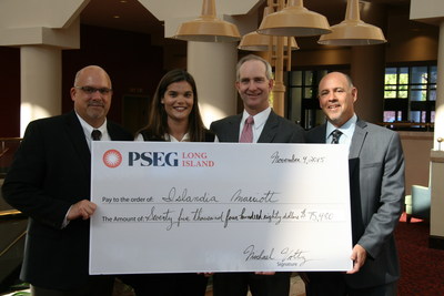 PSEG Long Island presents the Islandia Marriott with a Commercial Energy Efficiency rebate for the replacement of more than 5,000 inefficient lighting fixtures with energy-saving LED lighting.