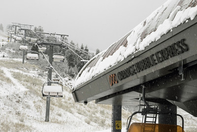 An early season storm blankets the Orange Bubble Express at Park City, which will open Saturday, Nov. 21, as the largest ski resort in the U.S.