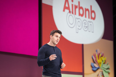 Airbnb CEO Brian Chesky greets 5,000 Airbnb hosts from 110 nationalities attending this year's Airbnb Open in Paris