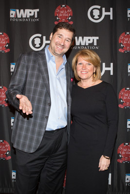 Pictured at The Children's Hospital of Philadelphia and WPT Foundation's "All In" for Kids Poker Tournament are Madeline Bell, CHOP president and CEO, and legend Phil Hellmuth, Jr., poker legend.