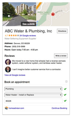 HomeAdvisor Instant Booking on Google Places' business profiles