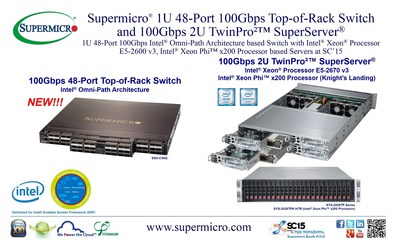 Supermicro(R) 1U 48-Port 100Gbps ToR Switch and 100Gbps 2U TwinPro Solutions
