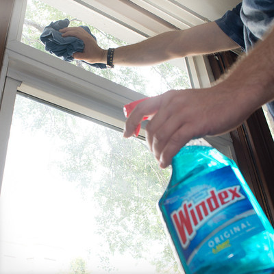 How to clean like a pro: start from top and move to bottom using Windex(R) Original Glass Cleaner