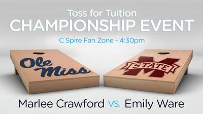 Two university students at rival Mississippi schools will square off in a high-stakes bean bag toss game this weekend with the winner receiving free tuition for the remainder of their college education. The Toss for Tuition contest between Ole Miss and Mississippi State is sponsored by C Spire, a Mississippi-based diversified telecommunications and technology services provider.