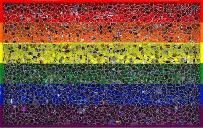David Datuna (B. 1974 - ); Viewpoints of Millions: Freedom, 2015; Mixed Media Wall Sculpture with Swarovski Crystals; 55 x 88 x 5.5 inches