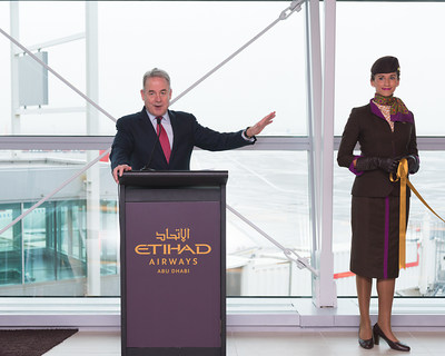 Etihad Airways President and Chief Executive Officer James Hogan at the official opening of the airline's new premium First and Business Class Lounge at New York's John F. Kennedy International Airport.