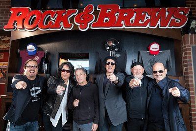 Rock & Brews' Co-Founding Partners welcome SKECHERS President Michael Greenberg to the Board of Directors.  Pictured from left are Michael Zislis, Paul Stanley, Michael Greenberg, Gene Simmons, Dave Furano and Dell Furano.