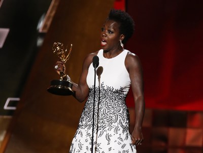 Viola Davis wins the Emmy for Outstanding Lead Actress in a Drama Series. (© LUCY NICHOLSON/Reuters/Corbis)