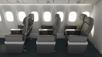 Side view of the American Airlines Premium Economy seats.