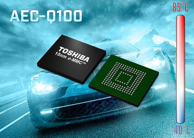 Toshiba's Automotive e-MMC features a wide operating temperature range of -40 degrees C to 85 degrees C, the smallest class chip size available for Automotive, an 11.5x13mm JEDEC standard package, and high reliability.