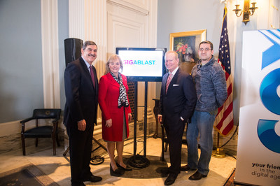 At the Oklahoma State Capitol, Cox announced the launch of its gigabit Internet service for residential customers. Pictured are Cox Central Region SVP & Region Manager Percy Kirk, Oklahoma Governor Mary Fallin, Oklahoma City Mayor Mick Cornett and Capt. Jim Miller, First Gigablast customer in Oklahoma.