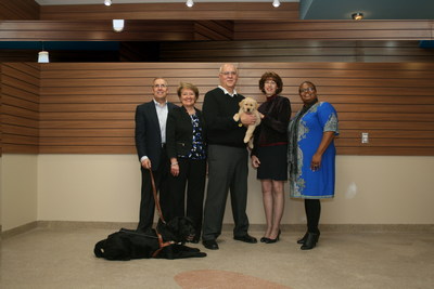 Thomas O'Masta, Leader Dogs for the Blind Board member and Consumers Energy retiree; Carolyn Bloodworth, Secretary/Treasurer of Consumers Energy Foundation; Paul Preketes, Leader Dogs for the Blind Board member and Consumers Energy retiree; Susan Daniels, Leader Dogs for the Blind President and CEO; and Ursula Warren, Consumers Energy Area Manager Southeast Michigan.