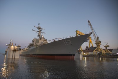 The latest evolution of the Aegis Combat System - Baseline 9.C1 - was certified for the U.S. Destroyer fleet, which will one day include the USS John Finn (pictured here), now under construction. U.S. Navy photo.