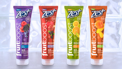 NEW ZEST(R) FRUITBOOST(TM) REVITALIZING SHOWER GELS AND ZEST FRUITBOOST(TM) SMOOTHIE BODY SCRUBS BOOST YOUR SHOWER EXPERIENCE