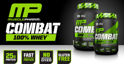 Combat 100% Whey(TM):  An ultra-premium blend containing 100% whey protein developed to support lean muscle maintenance and nutrient replenishment, fueling muscle recovery and performance. Every scoop of COMBAT 100% WHEY(TM) is packed with 25g of 100% whey protein, which digests quickly to help satisfy daily protein needs. In addition, COMBAT 100% WHEY(TM) is low in fats and free of artificial dyes, fillers and gluten. Easily taken any time of day, before or after a workout. COMBAT 100% WHEY(TM) fuels the athlete inside of you with an ultra-premium protein experience, amazing taste, and easy to mix powder.