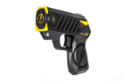 The new TASER Pulse conducted electrical weapon for consumers with 15 ft range.  Blast doors for public will be yellow.