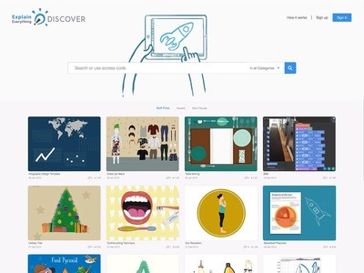 Explain Everything Discover, a content community for publishing, sharing, downloading, and remixing content created with Explain Everything Interactive and Collaborative Whiteboard applications.