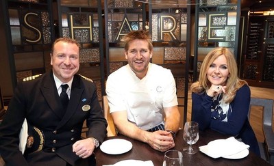 Award-winning Chef Curtis Stone was joined by Princess Cruises' Celebrations Ambassador Jill Whelan and Captain Craig Street for the grand opening of SHARE by Curtis Stone, his first restaurant at sea, aboard Ruby Princess.