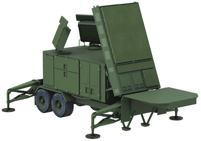Artist's rendering of Raytheon's 360-degree capable Patriot radar array enhanced with gallium nitride- (GaN) based, Active Electronically Scanned Array (AESA) technology.  Raytheon's Patriot is owned by 13 nations, has more than 200 combat engagements, 1,400 flight tests, and 3,000 ground tests.