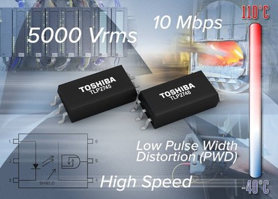 Toshiba's new high speed photocouplers feature low Pulse Width Distortion (PWD) and low power consumption for high speed, high temperature operation.