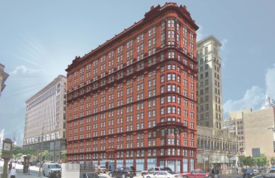Kimpton Hotels & Restaurants announced today the March 2016 opening of The Schofield Hotel in Cleveland, Ohio's historic Schofield Building. A rendering of the exterior of the hotel reveals the building's restored terra-cotta brick facade, which was covered for more than 40 years by steel. Photo courtesy of Sandvick Architects.