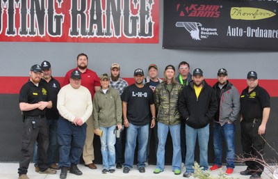 Wounded veterans learn safety at indoor shooting range in Honesdale, PA.