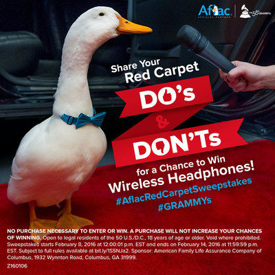 Share your Red Carpet Do's and Don'ts with the Aflac Duck on Instagram for a chance to win a set of wireless headphones.
