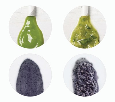 The Blend Quality Index (BQI) from Vitamix includes a variety of blends including tough ingredients like those found in green smoothies. On the top row are two green smoothies - the one on the left was made in a Vitamix and the one on the right in a competitor's machine. On the bottom, black beans were blended with water in a Vitamix (left) and competitor (right). Vitamix results were up to five times smoother than the competitor's in these tests, as validated by a third-party.