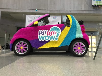 Maya Toys' "Pom Pom Your World" event unveiled at Toy Fair 2016. Approximately 15,000 Pom Pom Wow (a new arts-and-crafts brand) pom-poms were applied to a car.