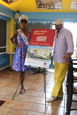 Miss Cayman, Monyque Brooks, stopped by the Comfort Suites Seven Mile Beach for pageant pointers from Steve Harvey. The Steve Harvey Morning Show was broadcasting live from the Choice Hotels franchised property in Grand Cayman for two days this past week.