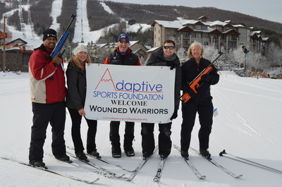 Wounded Warrior Project (WWP) Alumni with their biathlon gear. WWP partnered with Adaptive Sports Foundation (ASF) to offer racing lessons and biathlon training for wounded veterans at Windham Ski resort in NY. (Photos provided courtesy of Pam Greene, ASF)