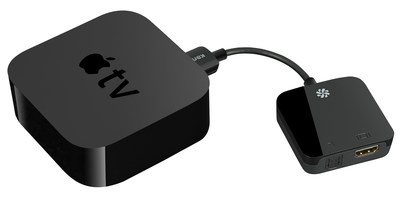 The Kanex Digital Audio Adapter for new Apple TV provides an optical audio port to connect a surround sound system to the 4th generation Apple TV.