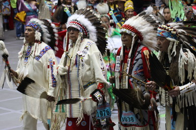 The Gathering of Nations, the world's largest gathering of Native American and indigenous people, takes place in Albuquerque, N.M. between April 28 and 30, 2016.  During the "Grand Entry," thousands of Native American dancers simultaneously enter WisePies Arena aka The Pit dressed in colorful regalia to the sounds of beating drums.